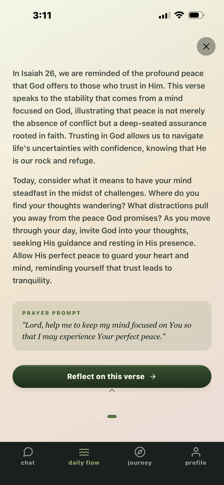Daily Flow screen