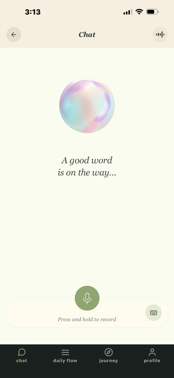Voice mode screen