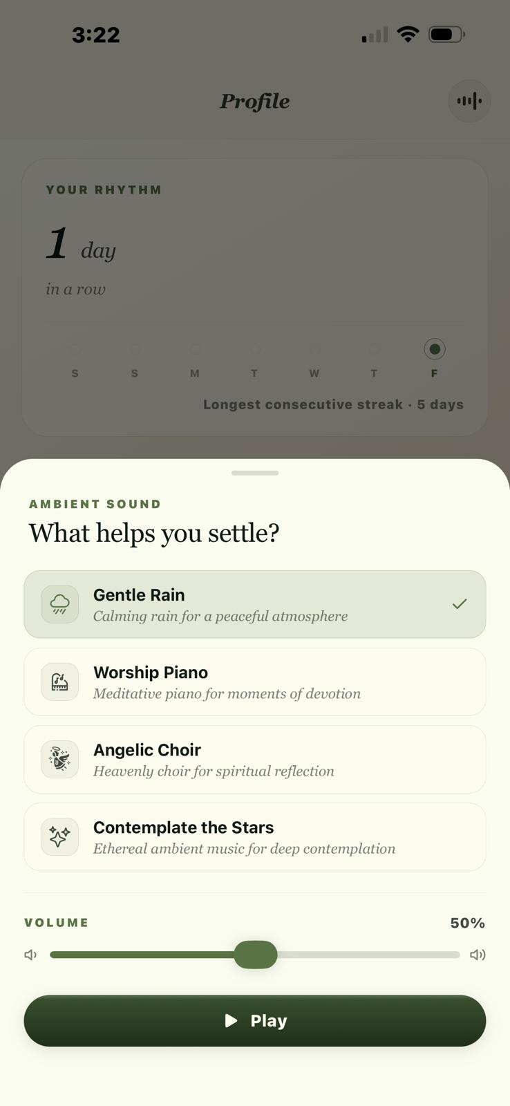 Ambient audio screen